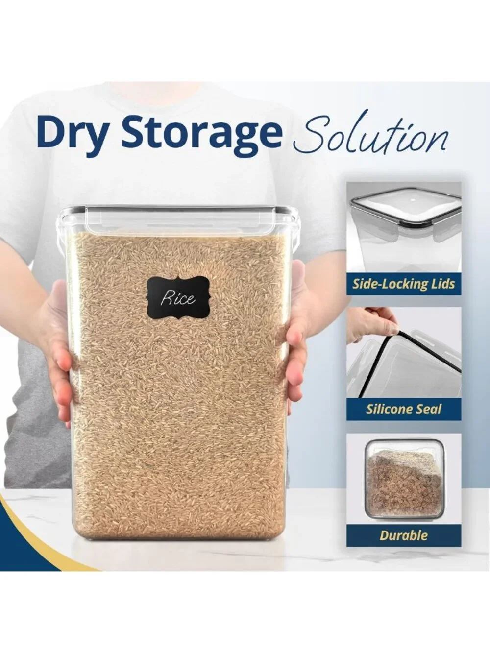 Airtight Stackable Food Storage Containers - 8.5L for Flour & Sugar (2 Pack)